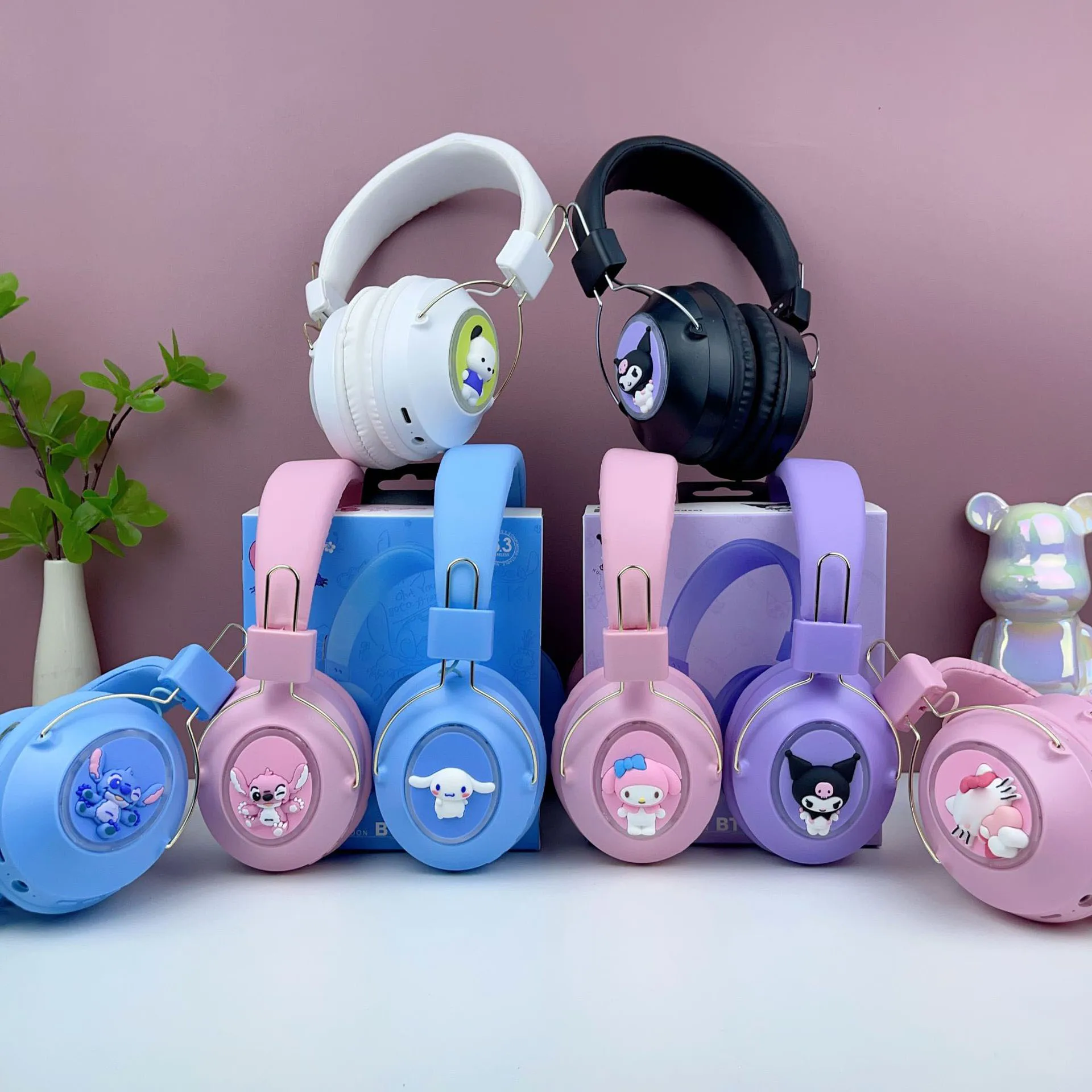 2024 Hot Selling New Cute Cartoon Bluetooth Sports Headset Luminous Wireless Head-Mounted Gaming Esports Headset