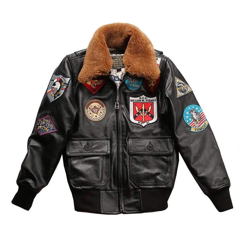 Американский 100%-бомбер G1 костюм пилота из натуральной коровьей кожи мотоциклетная куртка женские пальто со съемным флисовый воротник