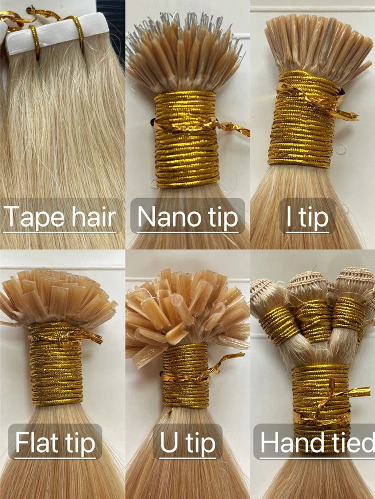 Wholesale Cheap Remy Human Hair Extension Sew In Weft Hand Tied I ,V,Flat,U Tip Hair In Stock