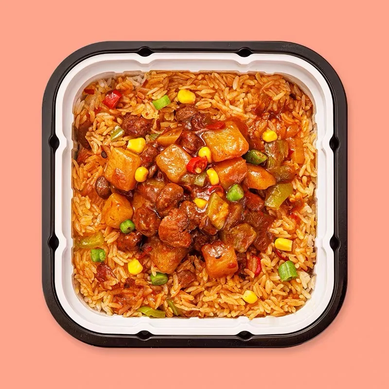 OEM завод-поставщик 334 г готовая к употреблению мгновенная пища вкус говядины самонагревающиеся рисовые блюда вкусный мгновенный рис
