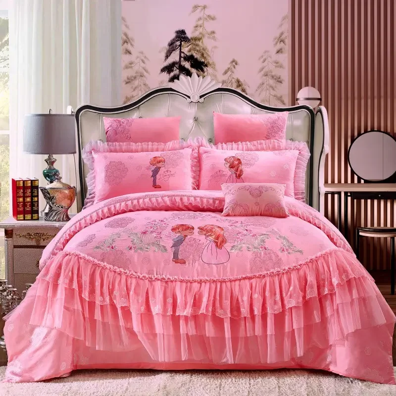 Wholesale Luxury Duvet Bedding Set King Size Silk Quilt Comforter Wedding Bed Sheet Cover Queen Size Bedding Sets