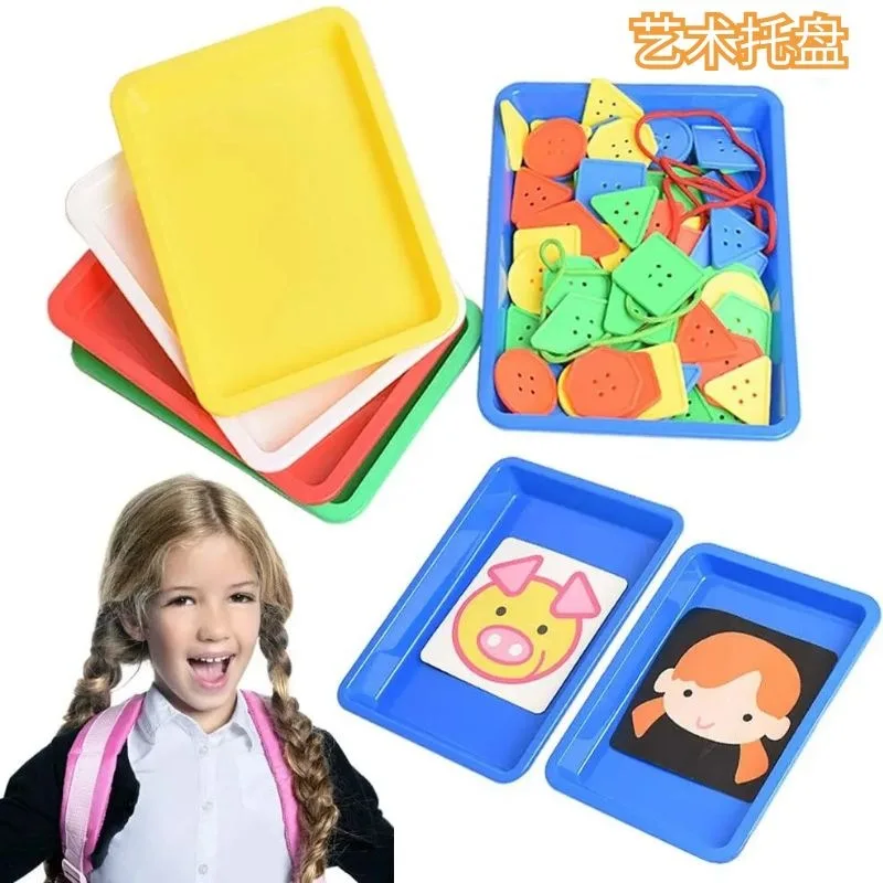 Activity Plastic Trays - Toddler Arts and Crafts Sensory Tray - Rainbow Classroom Colors - Great for Lego - Sand - Crafts
