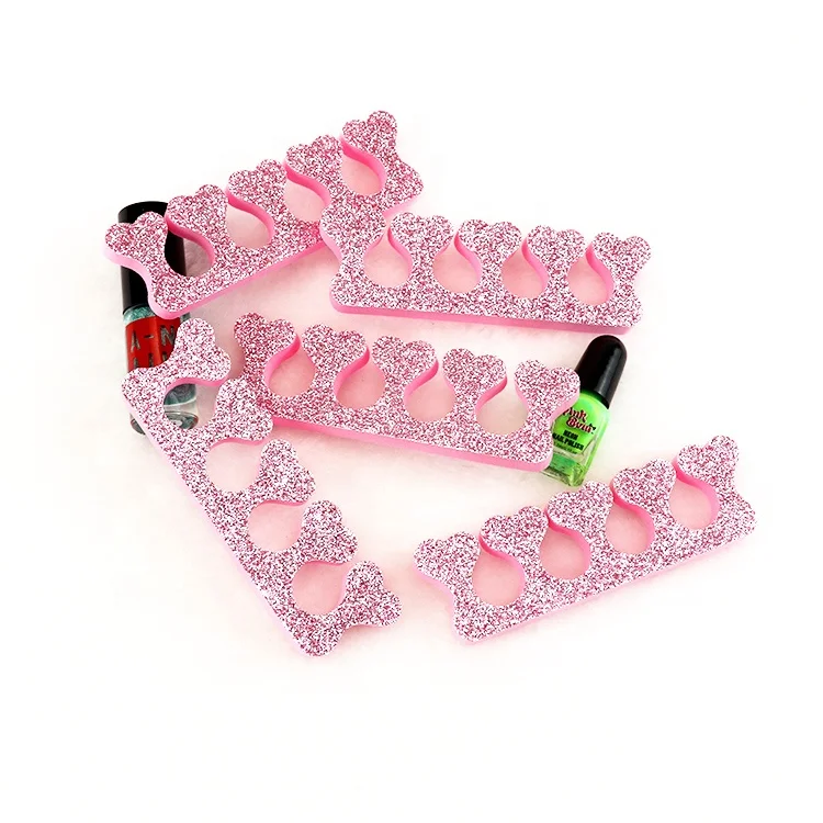 Ziri Factory Supply Nail Art Tools Pedicure EVA  Toe Divider Manicure Pink Sponge Glitter Foot Fingers Separator