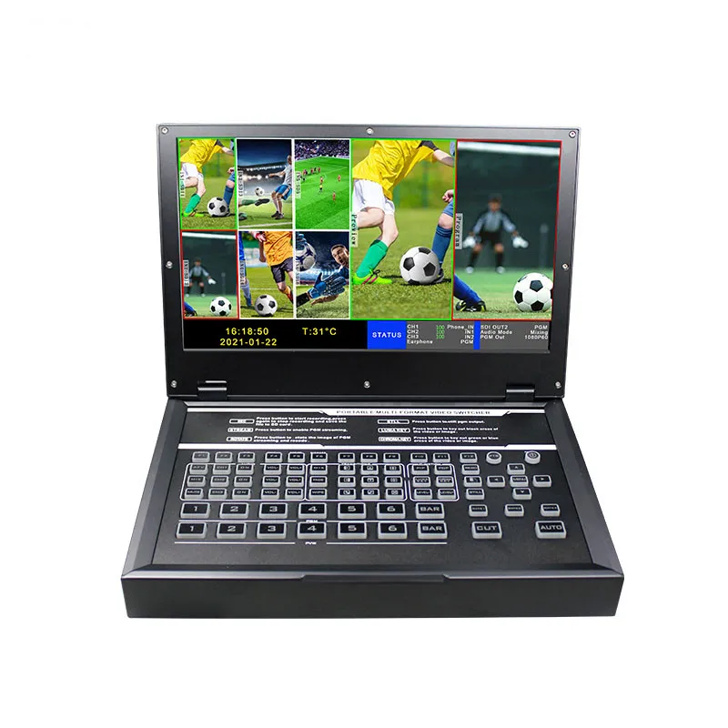 Devicewell Portable 11.6inch Screen 6 Channel SDI HD Video Mixer Switcher for Live Streaming