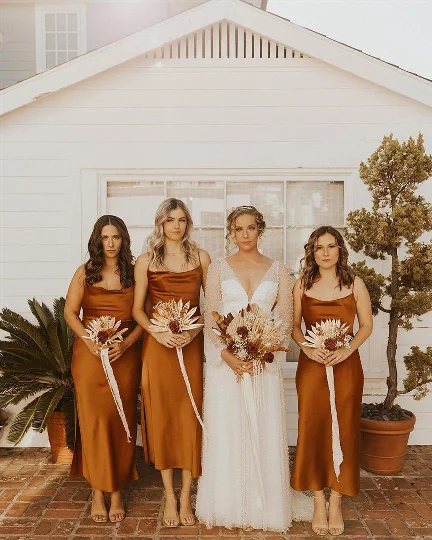 2022 Spaghetti Strap ankle length dress Chic wedding bridesmaid dresses for women