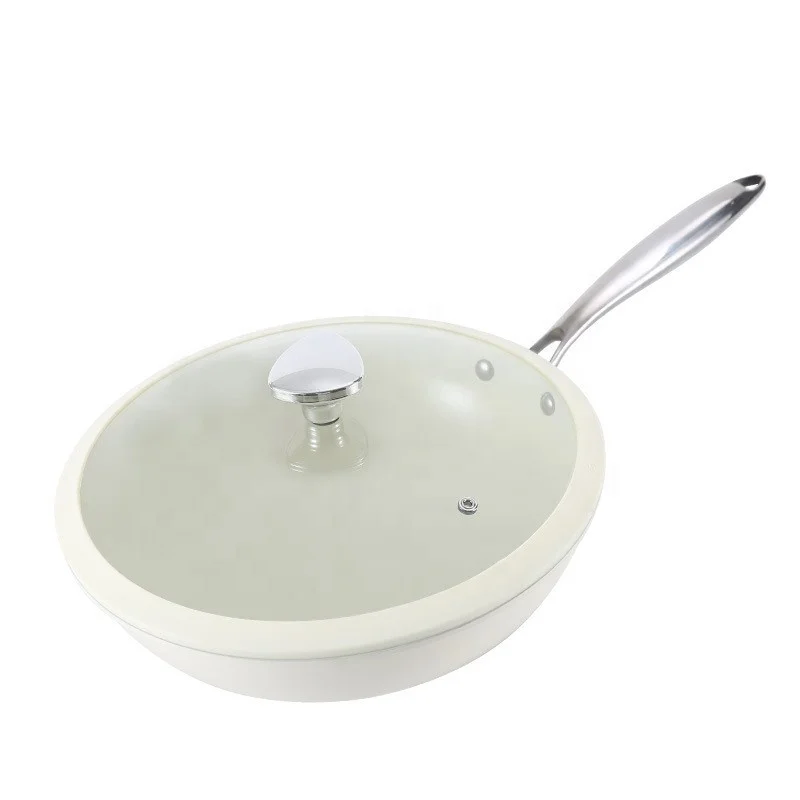Glass lid wok stainless steel non-stick pan forged aluminum