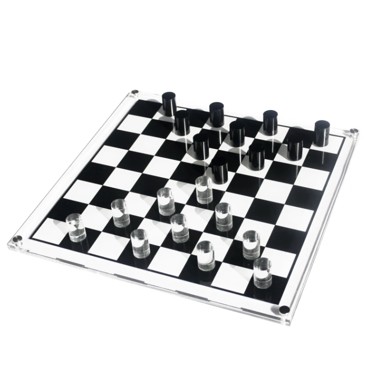 Backgammon Chess Set for Adults and Kids International Chess 3D Lucite Acrylic Luxury  Chess Game Board Set Tic Tac Toe Pieces