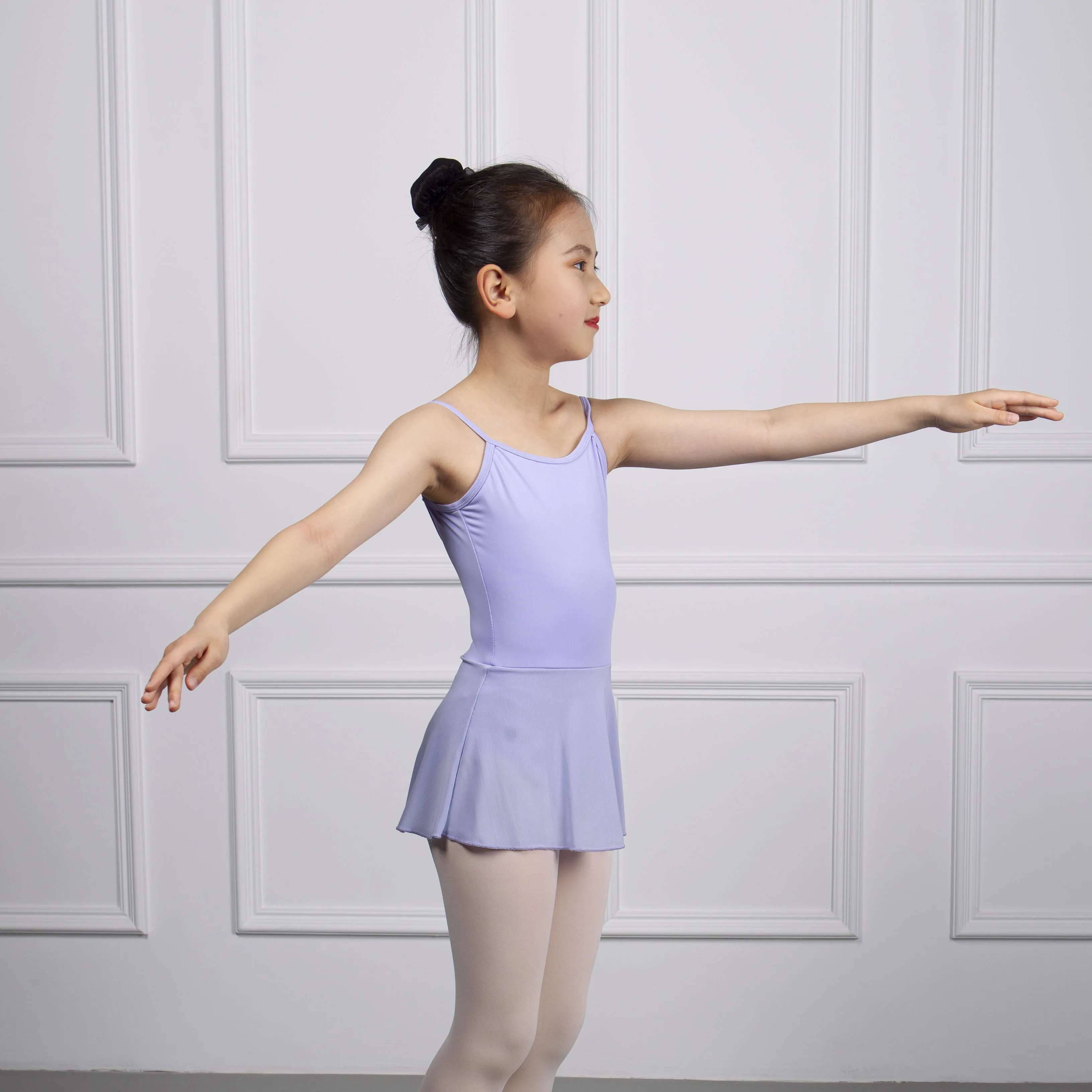JW Large V-neck Suspender Body Suit for Children gymnastics leotards  training dance wear  dance ballet leotard with skirt