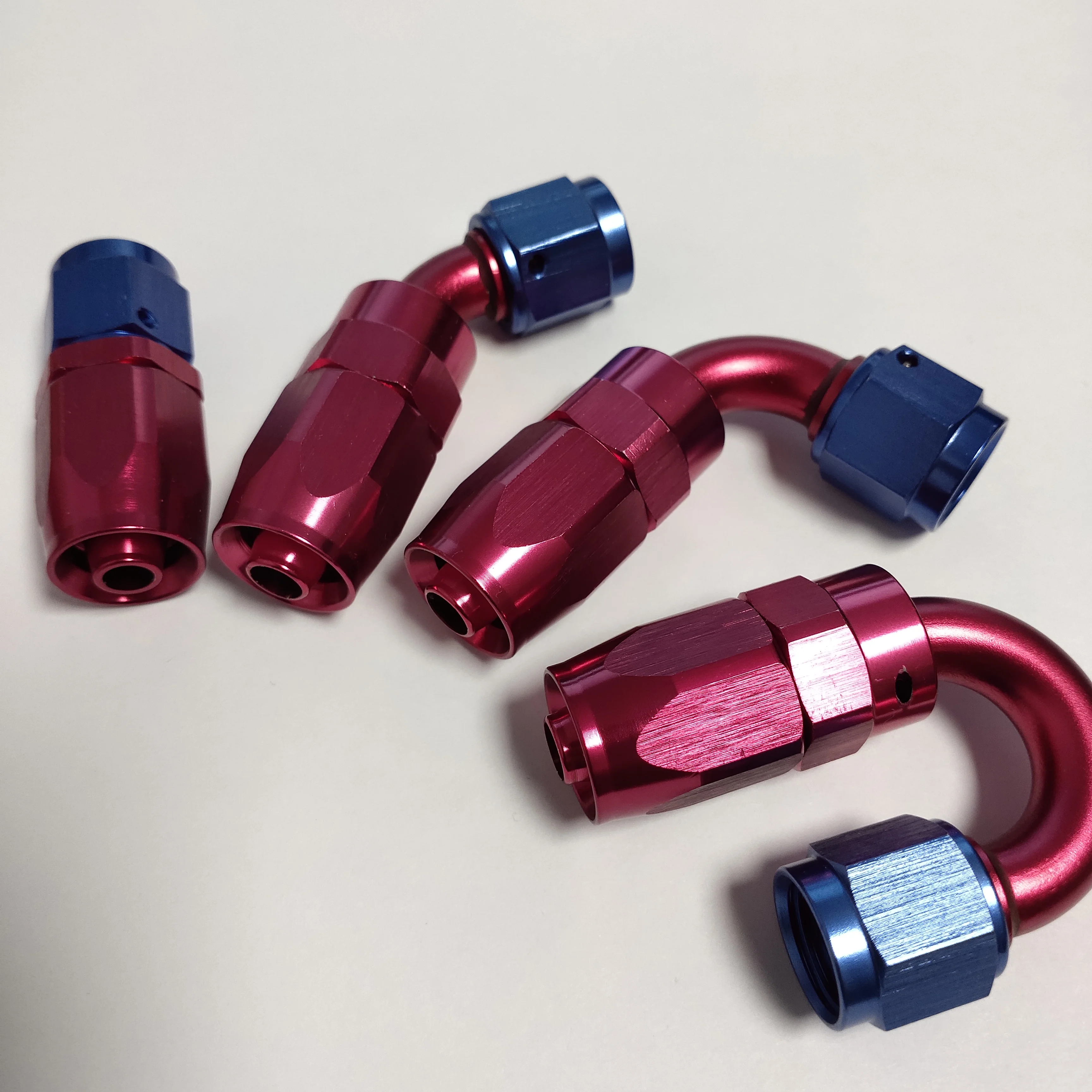 Haofa Aluminum Fitting Swivel Hose Ends Blau/Rot eloxiert Dash 6 8 10 / -6 -8 -10 AN / JIC 6 8 10 Anschluss 45 90 Degree