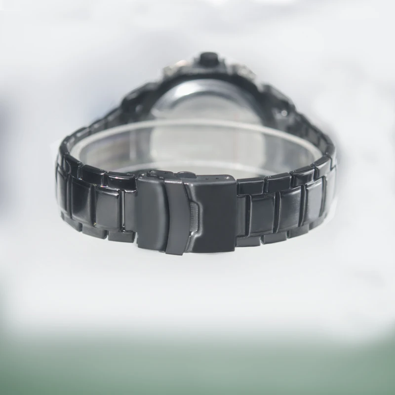 Casual Sports Watch LED Digital Waterproof Quartz Watch Dual Clock Stainless Steel Watch for men