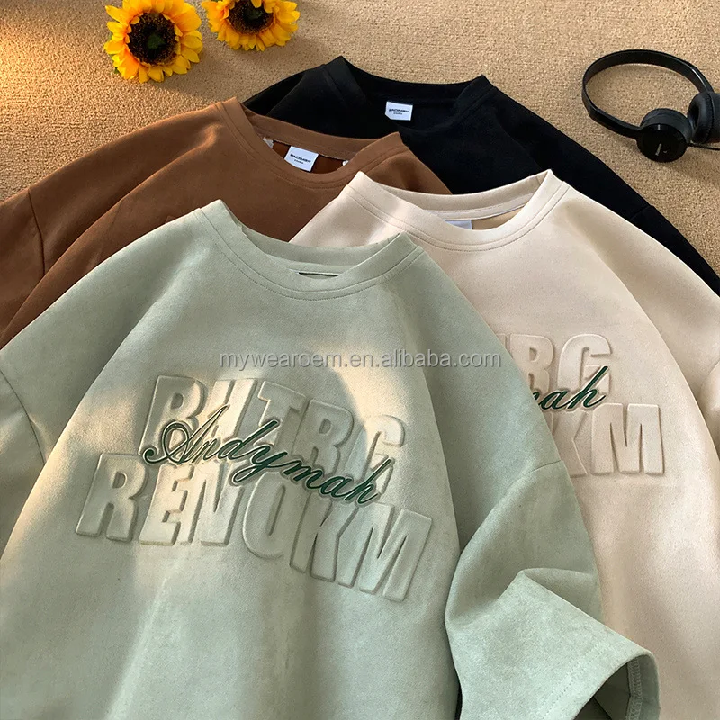 Wholesale oversized t-shirts in bulk blank t shirt with puff printing custom logo high quality OEM cotton shirt