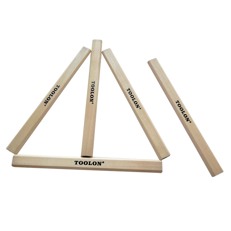 TOOLON Promotional Carpenter Pencil Set Square Shape Natural Wood For Construction Personalized 18cm Custom Logo