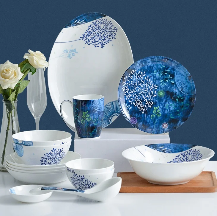 Light luxury Nordic style tableware set home ceramic creative Japanese bone china tableware