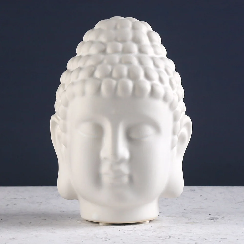 6 inch Matt White Ceramic Porcelain Buddha Head For Home Decor Decoration