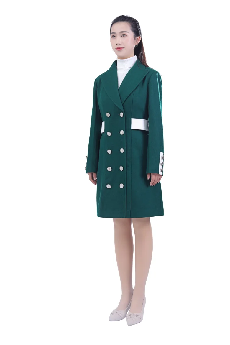Well-known 700g Melton Fabric Autumn And Winter Green Women Work Clothes
