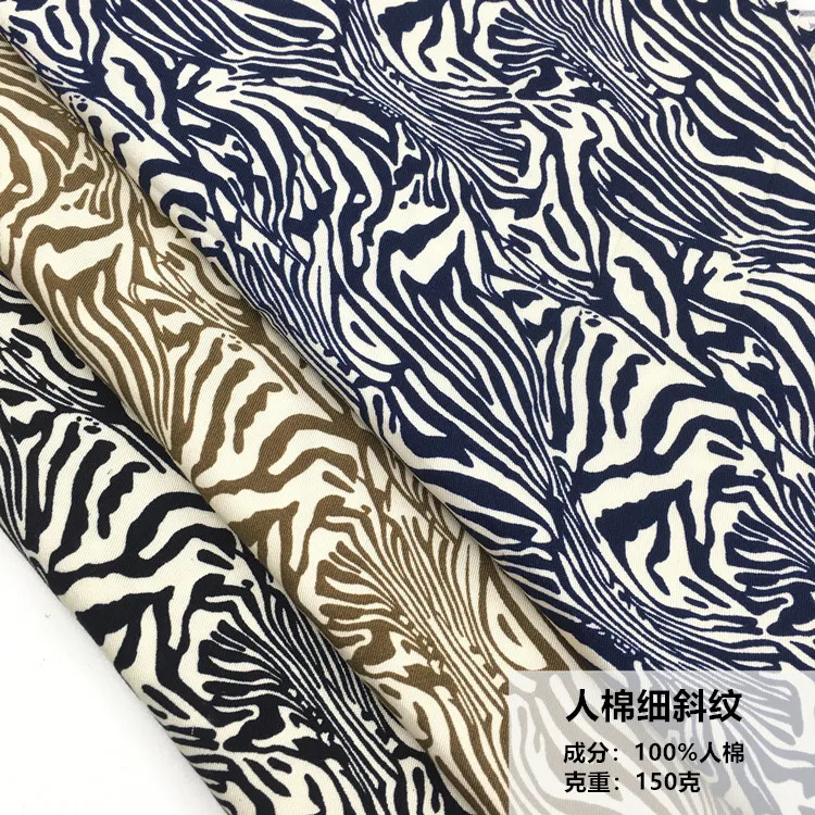 Wonderful Zebra Printed Camouflage Printed Dress Twill Cotton Black And White Printed Twill Cotton Fabric For Clothing Textile