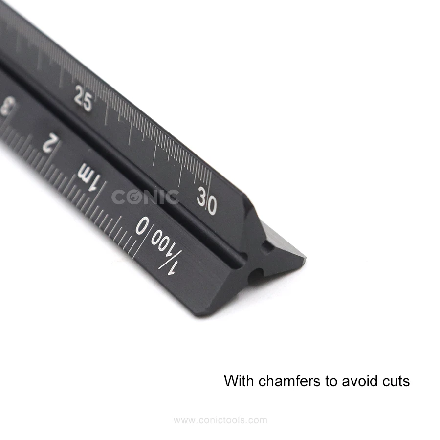 Factory Customized 15cm 6inch Architectural Drafting Scale Ruler 3 Sided Engineering Aluminum Triangle Scale Ruler