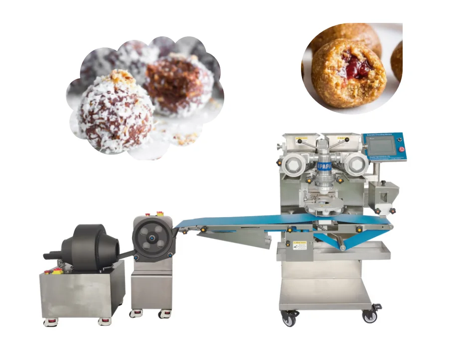 Automatic Encrusting Machine Energy Ball Rounder Powder Coating Machine Chocolate Filled Ball Production Line