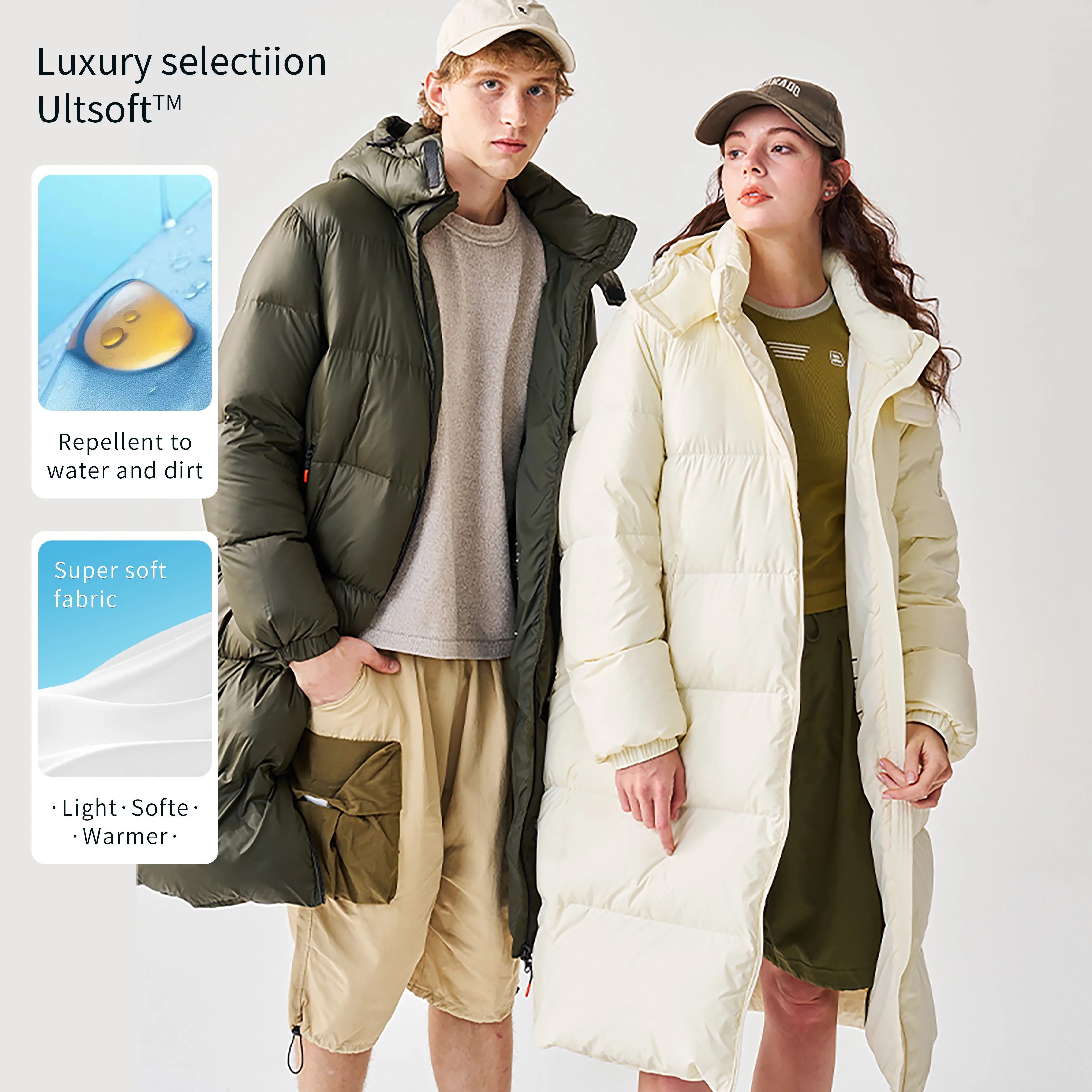 Custom parents and kids long down jacket high quality white duck down filler thick puffer coat women winter clothes jacket