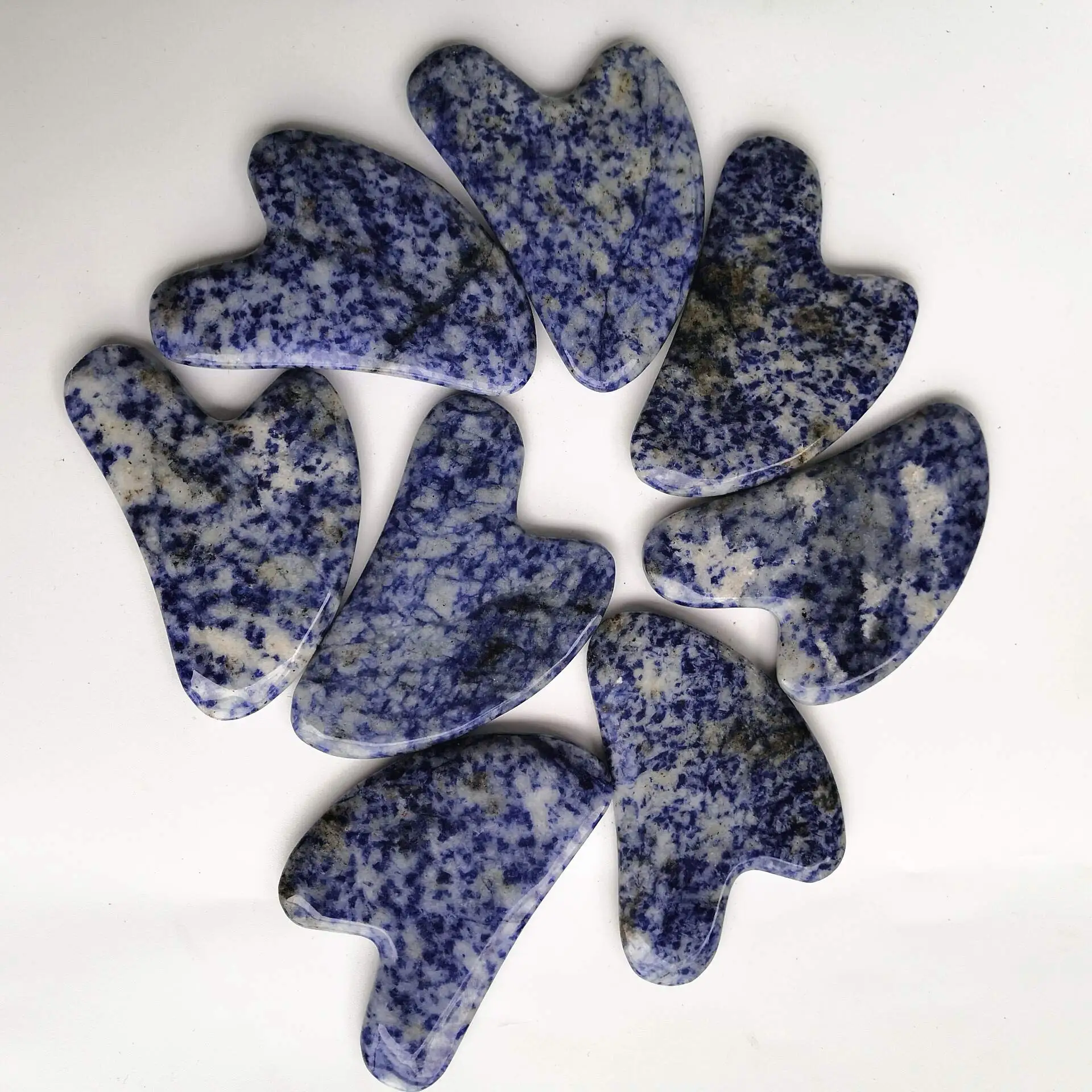 Face Skincare Facial Body Acupuncture For Spa Blue Point Gua Sha Facial Tools Natural Guasha Jade Stone