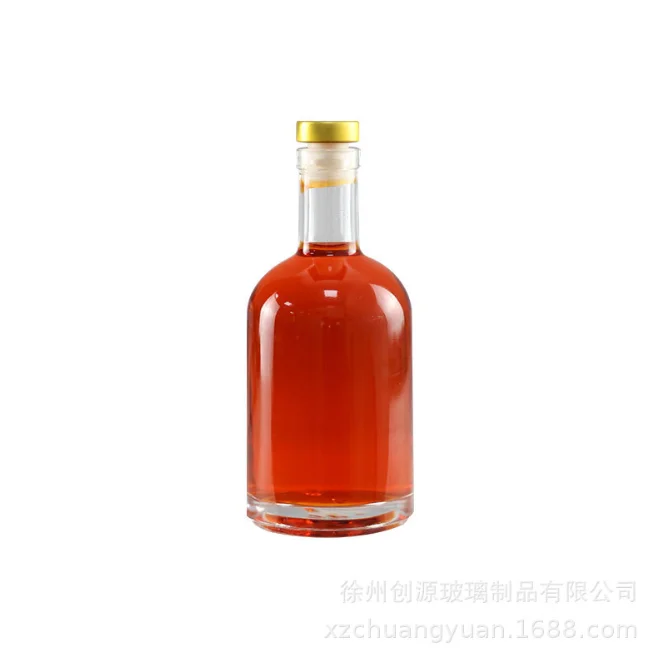 Manufacturer Luxury Clear Empty Round 500ml 750ml Wine Glass Bottles For Liquor Whisky rum tequila