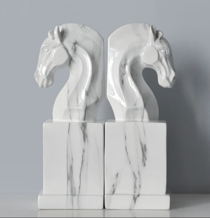 Nordic creative bookend ornaments home decoration study office decoration resin crafts horse head bookend