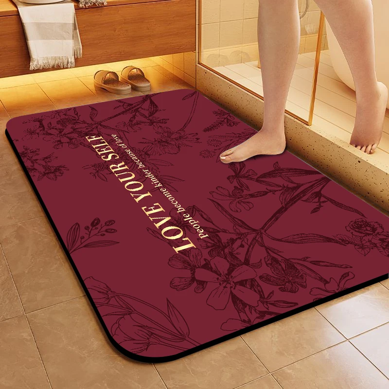 gray door mat Geometric printing custom carpet soft diatomite stone bath mat absorbent rug