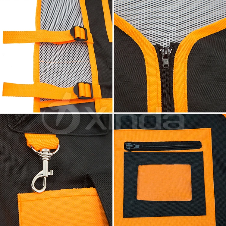 Factory Rugged Carpenter Utility Tool Jacket Adjustable Electrician Tool Vest with Reflective Strips