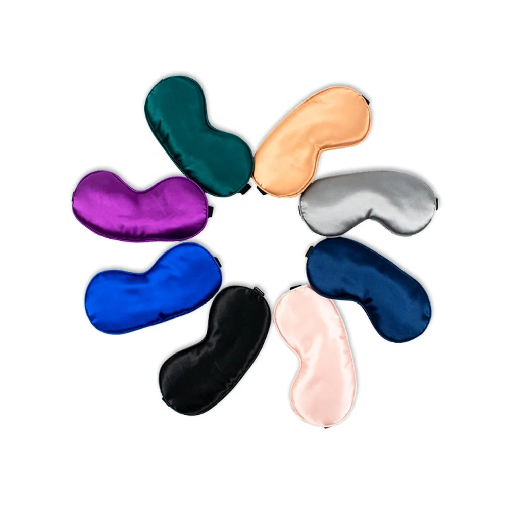 
Wholesale Custom Adjustable Elasticity Nature Polyester Stain Silk Eye Mask with Ice Bag for Sleeping Travelling for puffy eyes 