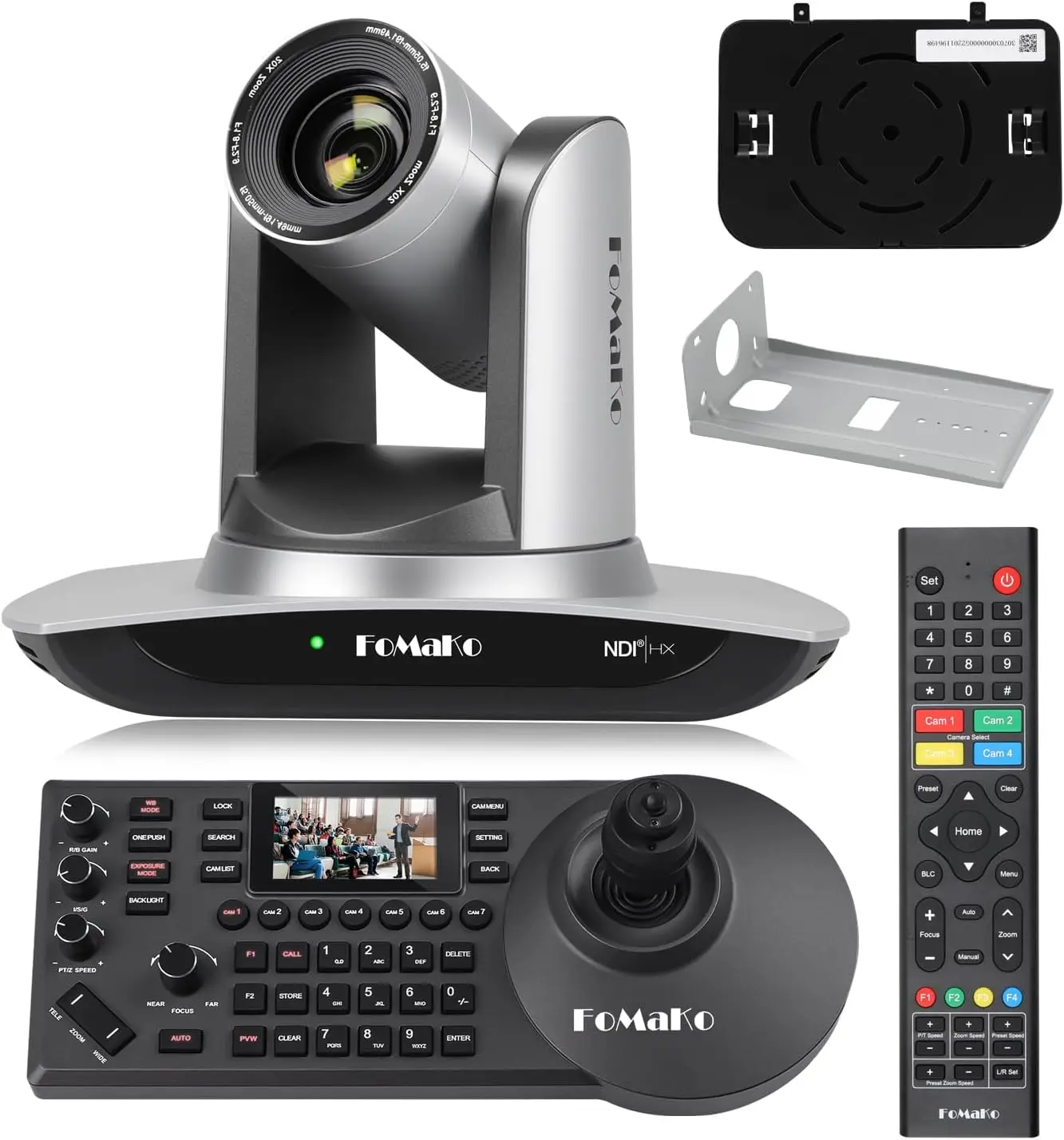 Комплект 2024 фотоаппарата FoMaKo NDI PTZ 20X оптический зум BN401 HDMI камера и контроллер клавиатуры комплект камеры