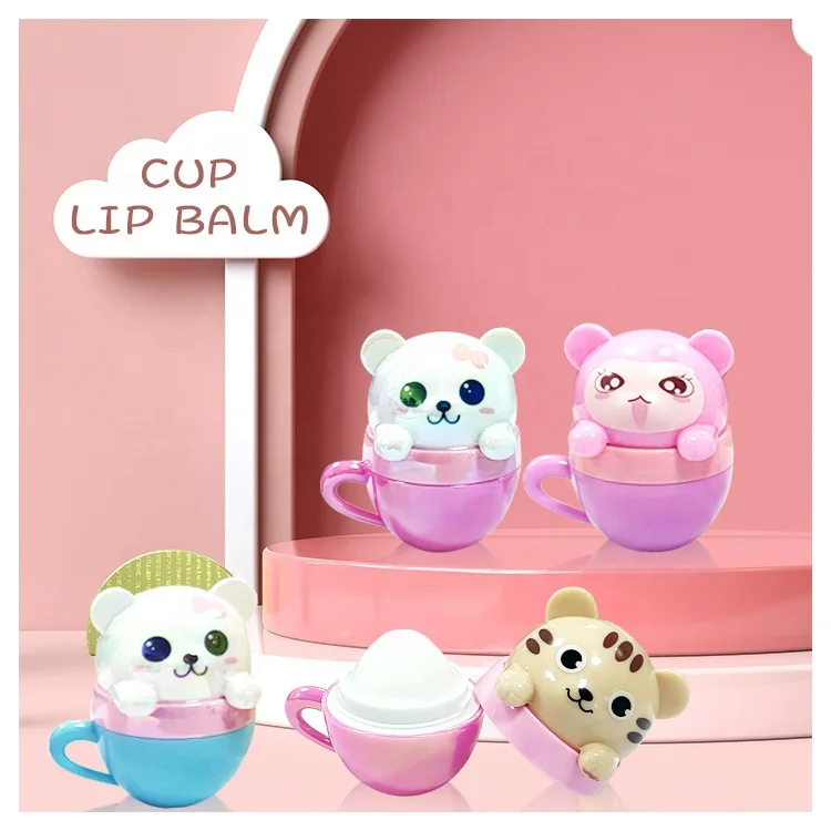 Wholesale New Fruit Flavor Cup Shape Cute Private Label Kids cupcake lip balm