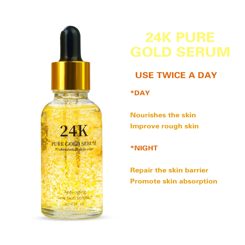 Korea Skincare Face Serum Vegan Set 24K Gold Facial Serum Vitamin C Collagen Anti aging Whitening Facial Serum