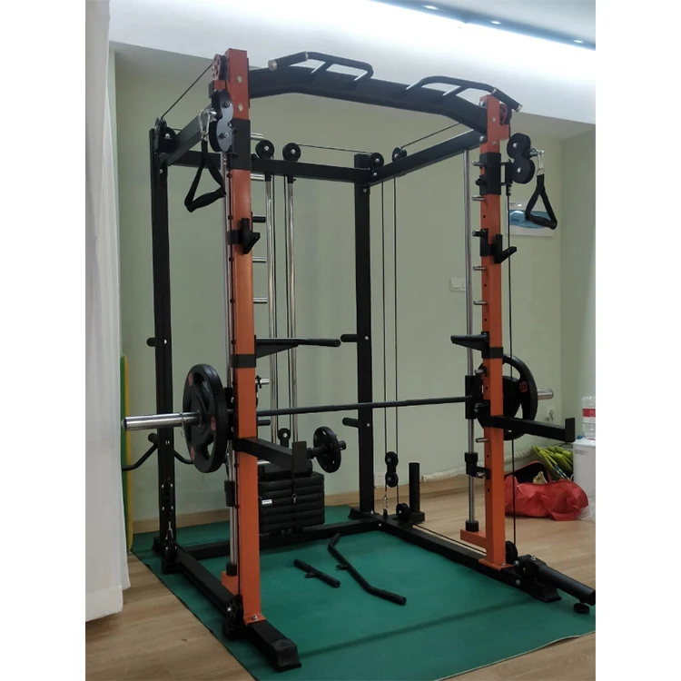 Factory Price Comprehensive Training Device Smith Machine Gantry Squat Rack Bench Press Pull-up Barrel Lift Free Squat Rack