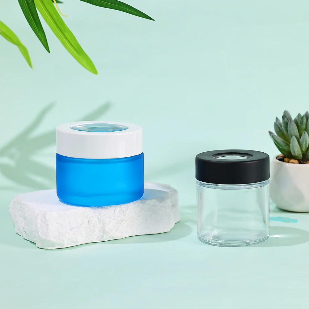 Child Resistant Glass Jars With Magnifying Lids For Top-shelf Dry Flower Display Airtight Smell Proof Container Jar Bottles