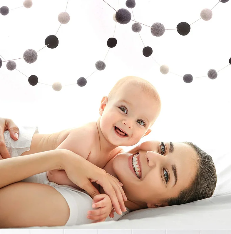 Colorful DIY Felted Pom Pom Garland Wool Balls Felt Balls