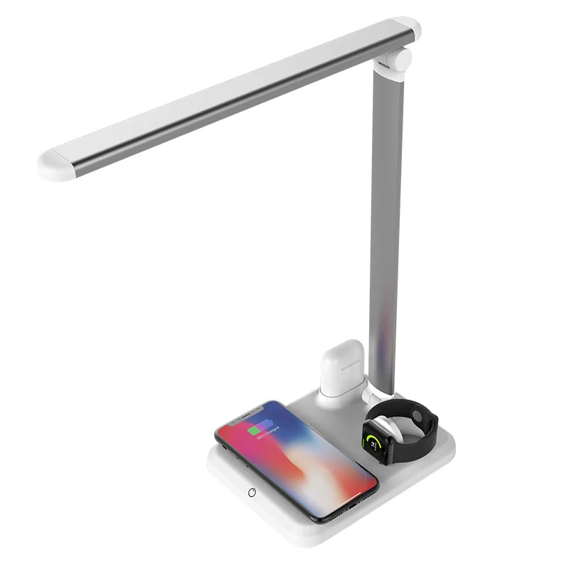 New Design Luminaire LED Table Lamp Desk Lamp 4 in 1 Wireless QI charger Holder  Charging White