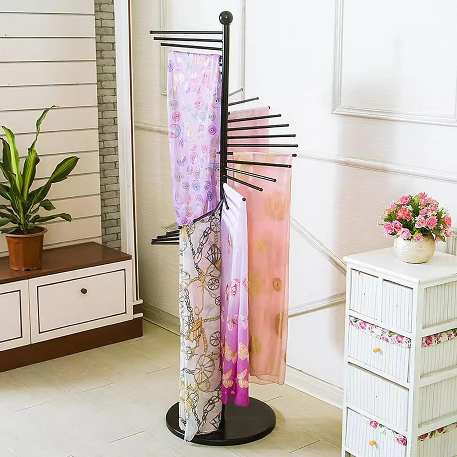 rug jeans contracted large capacity spiral floor hanger spinning  metal display rack needle clothes silk scarf rack