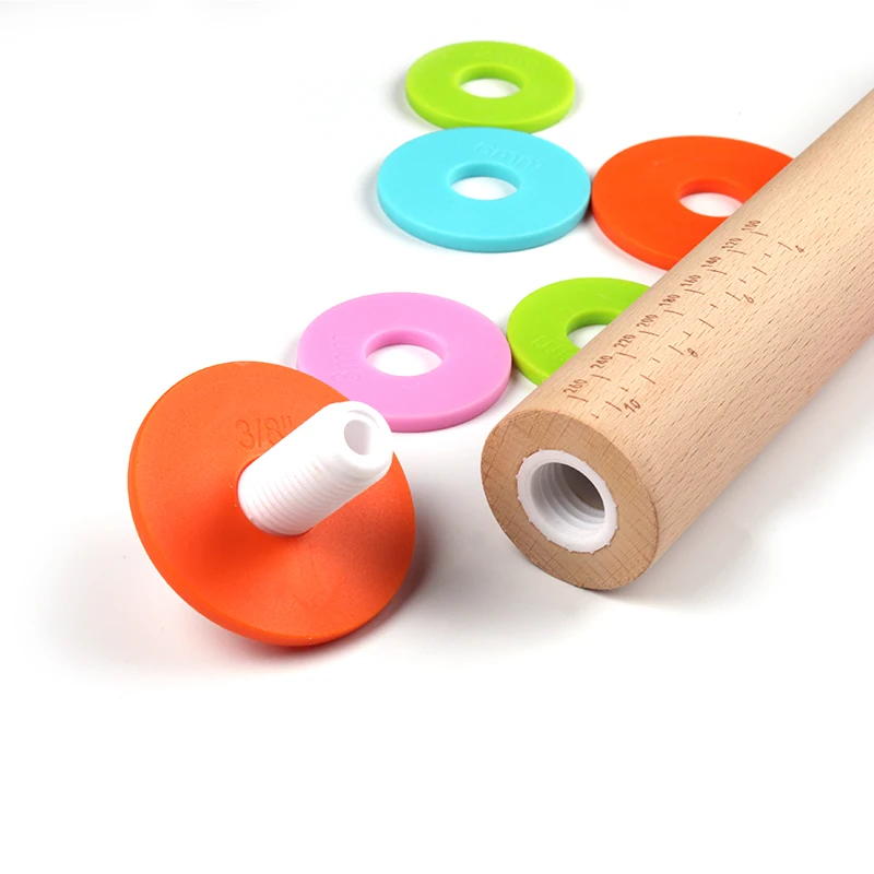 
Amazon Hot sale Home Use Adjustable Wooden Rolling Pin With Silicone Pastry Mat 4.5cm Diameter Baking Tools 