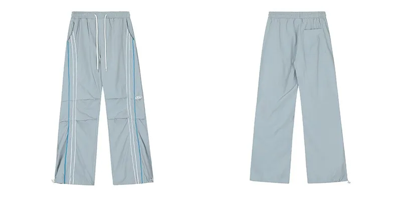 Oem Baggy Side Striped Nylon Pants Straight Stacked Sweats Pants Mens Casual Flared Track Pants Men