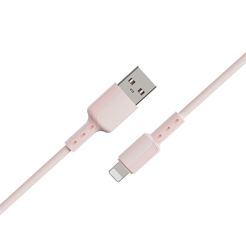 Pink 1 meter data cable  USB to Lighting 2.4 A Liquid silicone for Mobile Phone