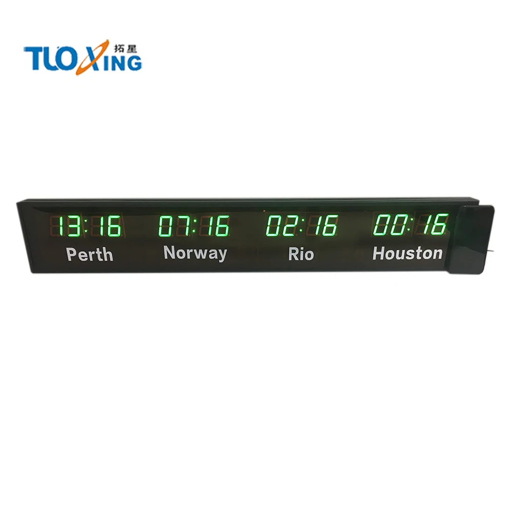 wall mounted digital led time zone clock world clock