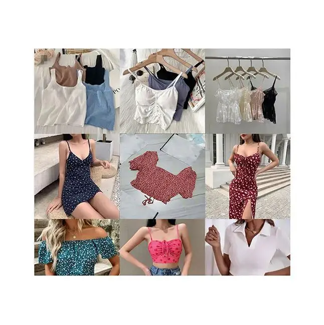 Оптовая продажа самые дешевые продавцы одежда укороченный топ от производителя блузки изогнутый халат для женщин платье б/у