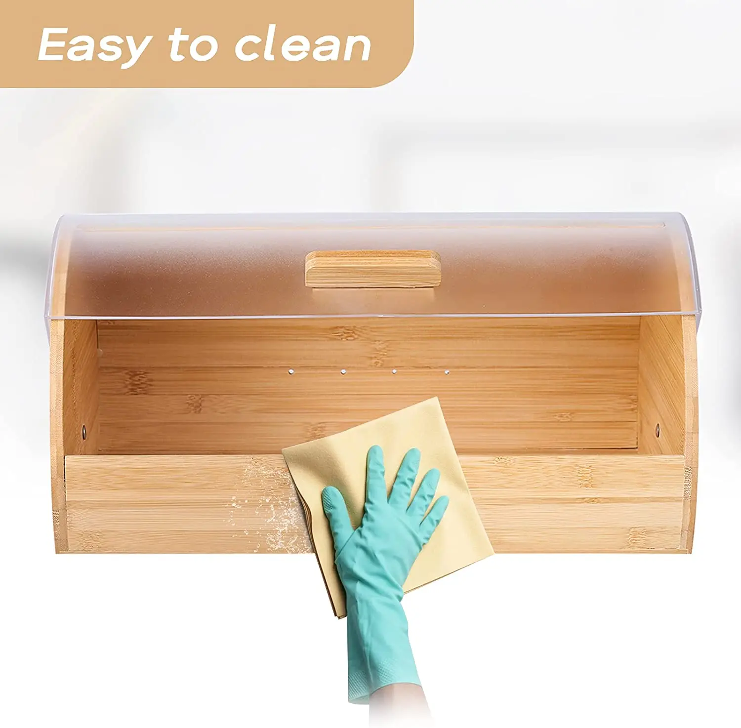 Food Safty Bamboo Retro Bread Box for Kitchen Counter Box OEM Bamboo Breadbox Roll Top