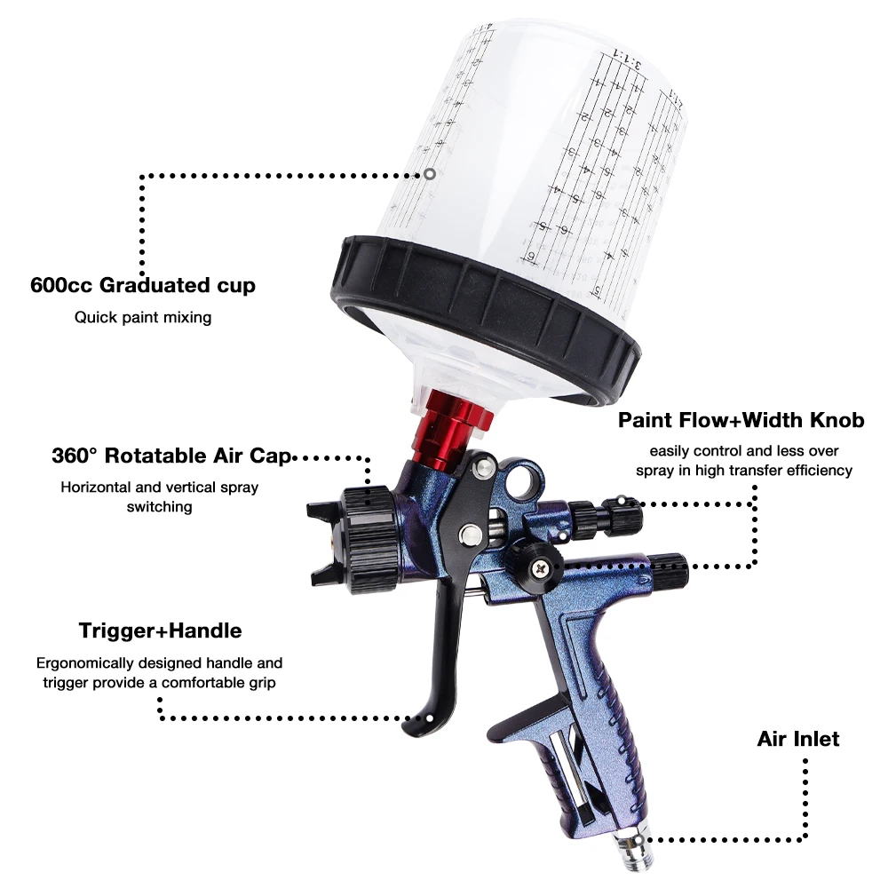 Professional Pneumatic Painting Gun Wholesale,Spray Gun Plastic Mix Cup  HVLP Air Spray Gun Automotive Spraying.