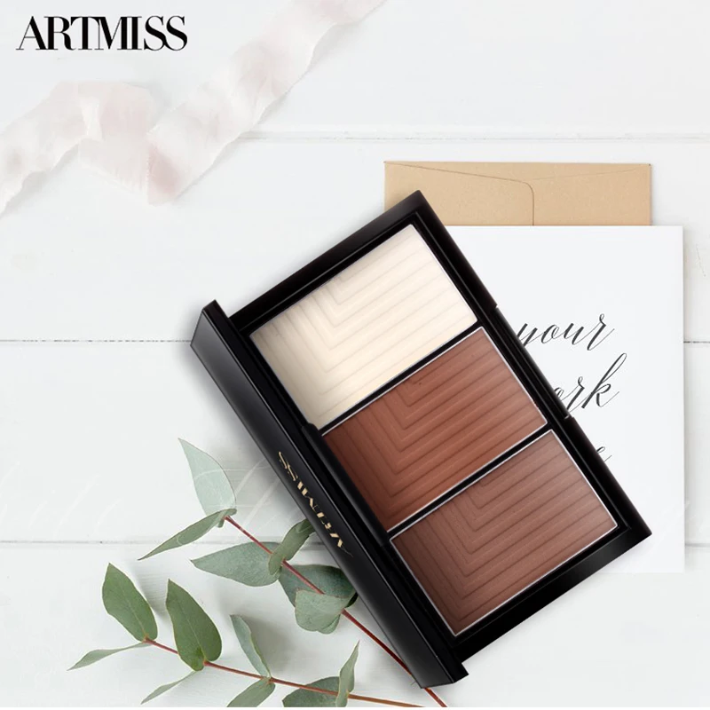 ARTMISS Private Label 3 Colors Makeup Pressed Powder Bronzer Contour Palette Make Stereo Face Quickly Three Years 3 Colors/box