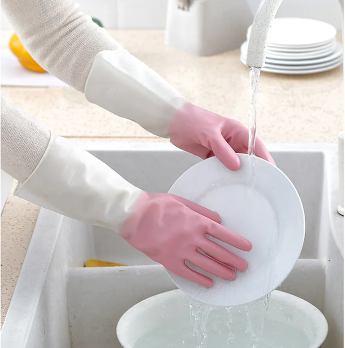 Factory wholesale household kitchen rubber gloves durable pvc waterproof cleaning gloves