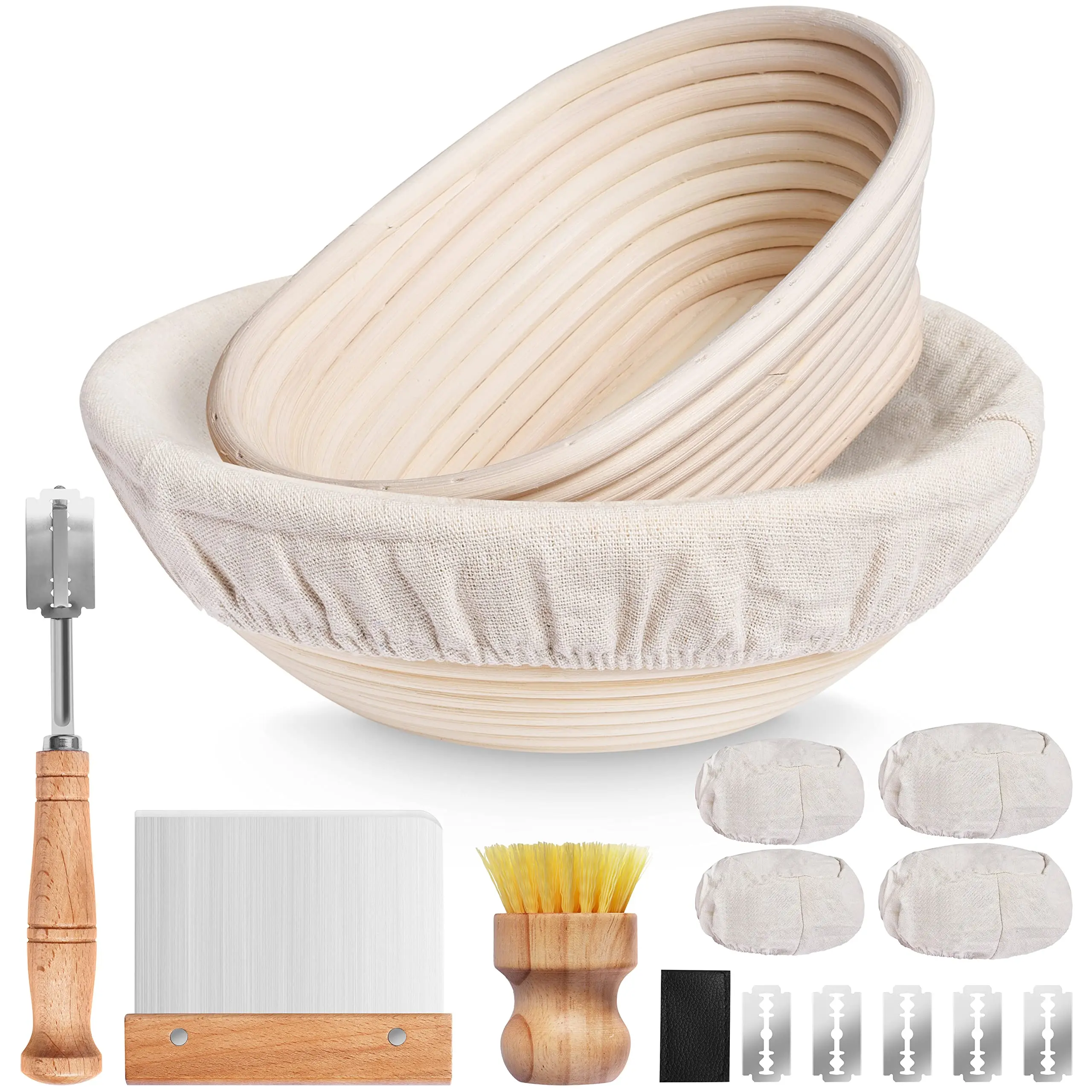 2,10-inch Round and 8-inch Oval Sourdough Proofing Baskets Bread Proofing Basket Set for Complete Bread Making Kit  Home Bakers