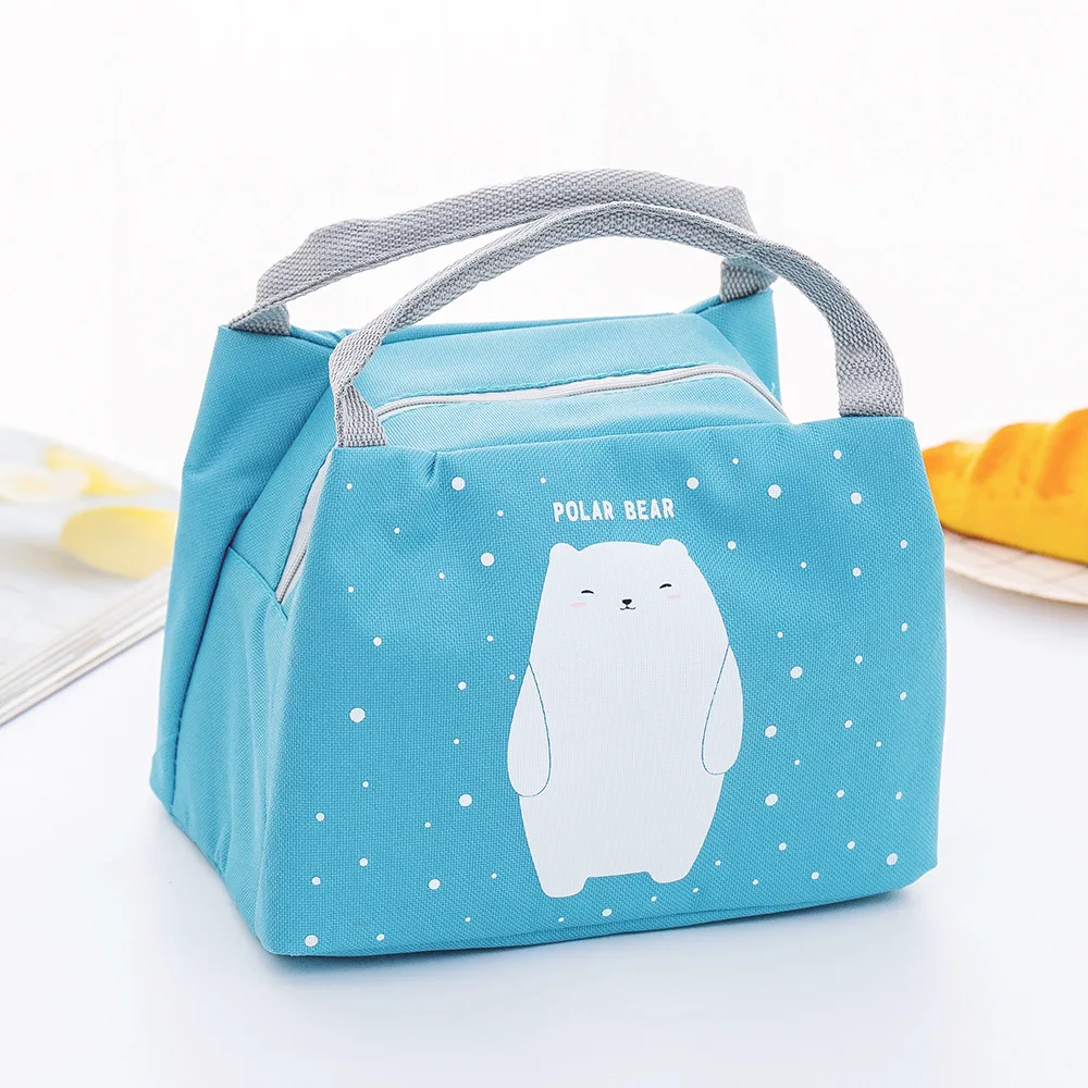 Outdoor Insulated Tote Cooler Food Bag Polyester Lunch Bag for Office Lady and Students Foil Thermal Tote Lunch Bag
