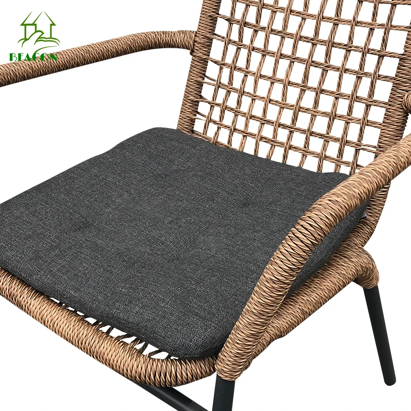 Luxury Stacking Modern Outdoor Dining Armchair Customizable Patio Courtyard Wicker Rattan Garden Dining Chair With Armrest