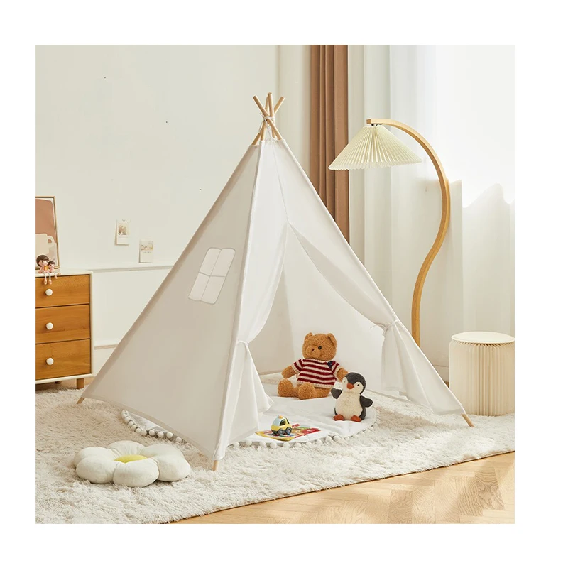 Kids Play Tent Indoor Cotton Canvas Toddler Washable Foldable Playhouse Tent for Kids Indoor Outdoor Play Tent